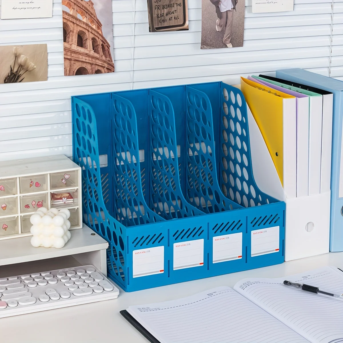 Detachable A4 Document Organizer - Desktop Bookshelf & File Holder, Durable PP Material, Office Supplies Storage Rack