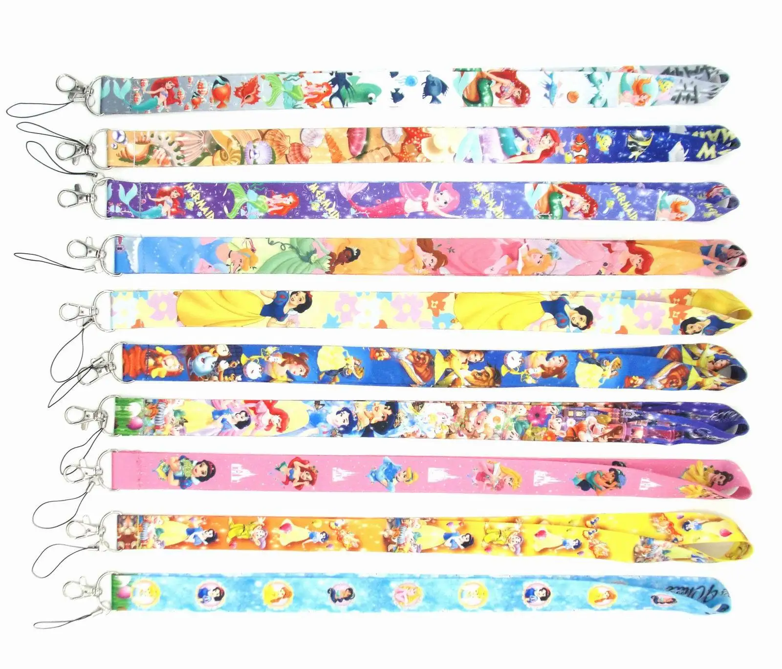 Disney Snow White Mermaid Princess Cartoon Personality Lanyard Badge ID Lanyards Phone Rope Key Lanyard Neck Straps Accessories