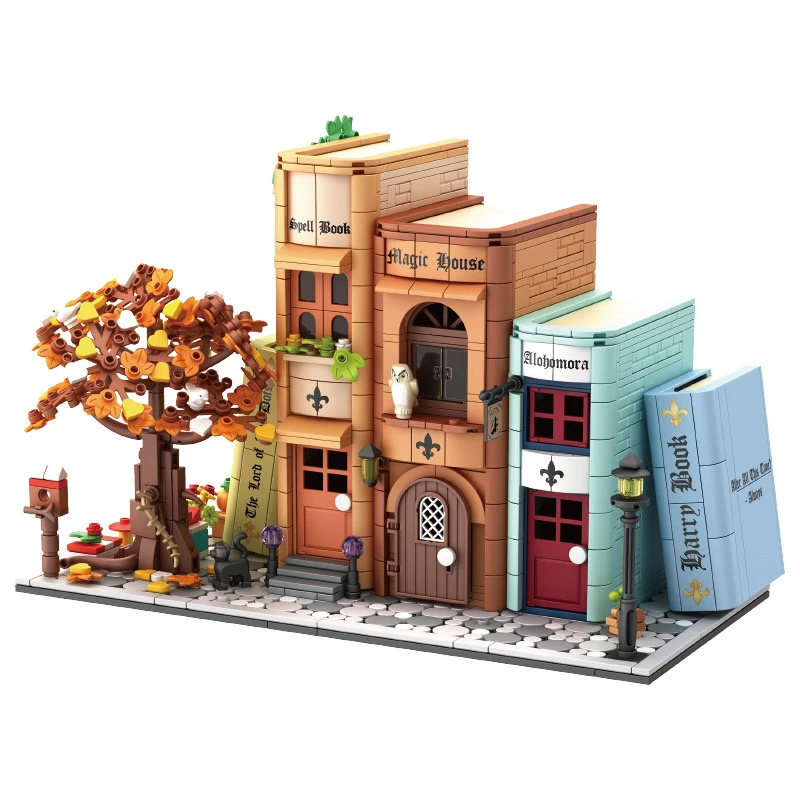 Edificios modulares de expertos creativos MOC 66009 sujetalibros mágicos casa estantería modelo 1488 Uds bloques de construcción rompecabezas de ladrillo juguetes regalo