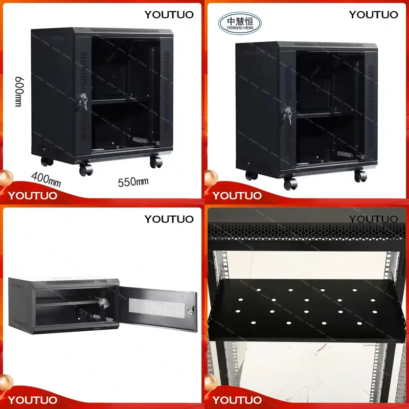 for 12U Small 19 Inch Standard Steel Network Cabinet Wall Mounted Server Rack for Computer Room Weak Current Chassis Factory