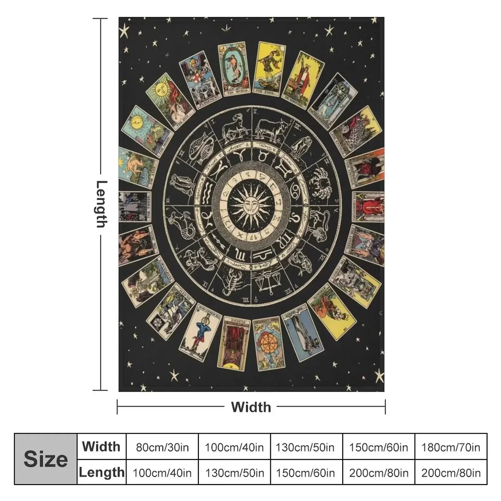 Wheel of the Zodiac, Astrology Chart and the Major Arcana Tarot Throw Blanket Soft Big cosplay anime Decorative Sofa Blankets
