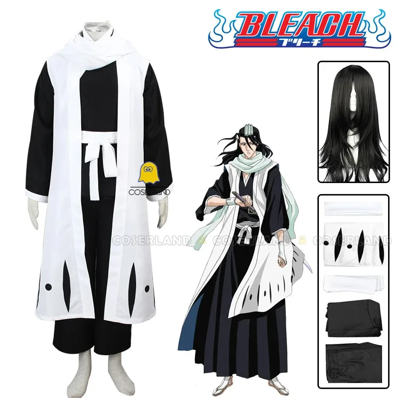Aa69Anime Bleach Kuchiki Byakuya 코스프레 의상 가발 검은 색 사신 복장 유니폼 천년 혈액 전쟁 분리 남자 W