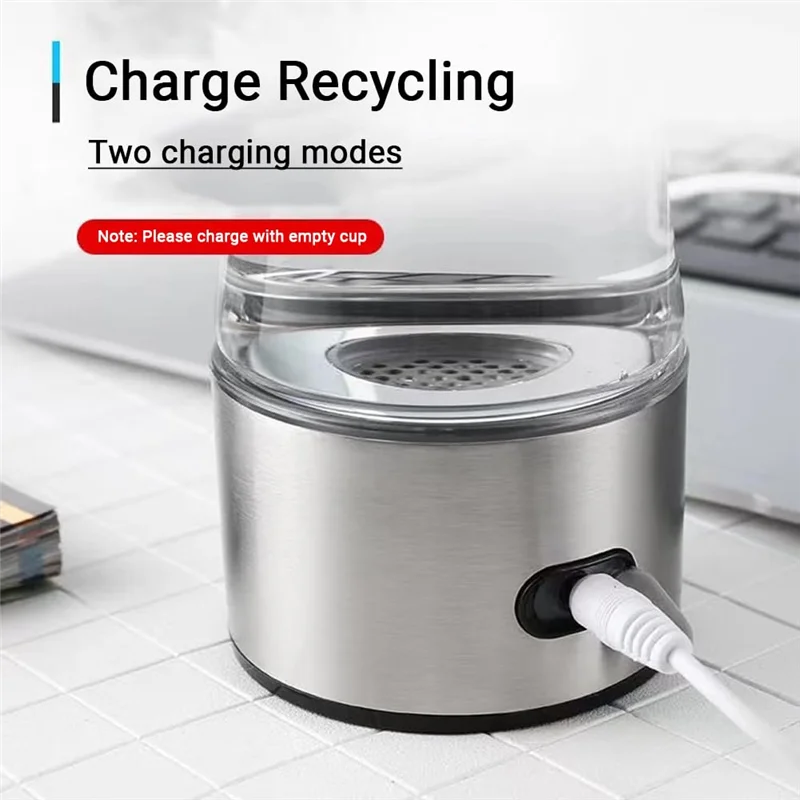 Bouteille d'eau d'hydrogène avancée, Machine ioniseur d'eau Portable Rechargeable avec technologie SPE, pour la maison, le bureau et les voyages argent
