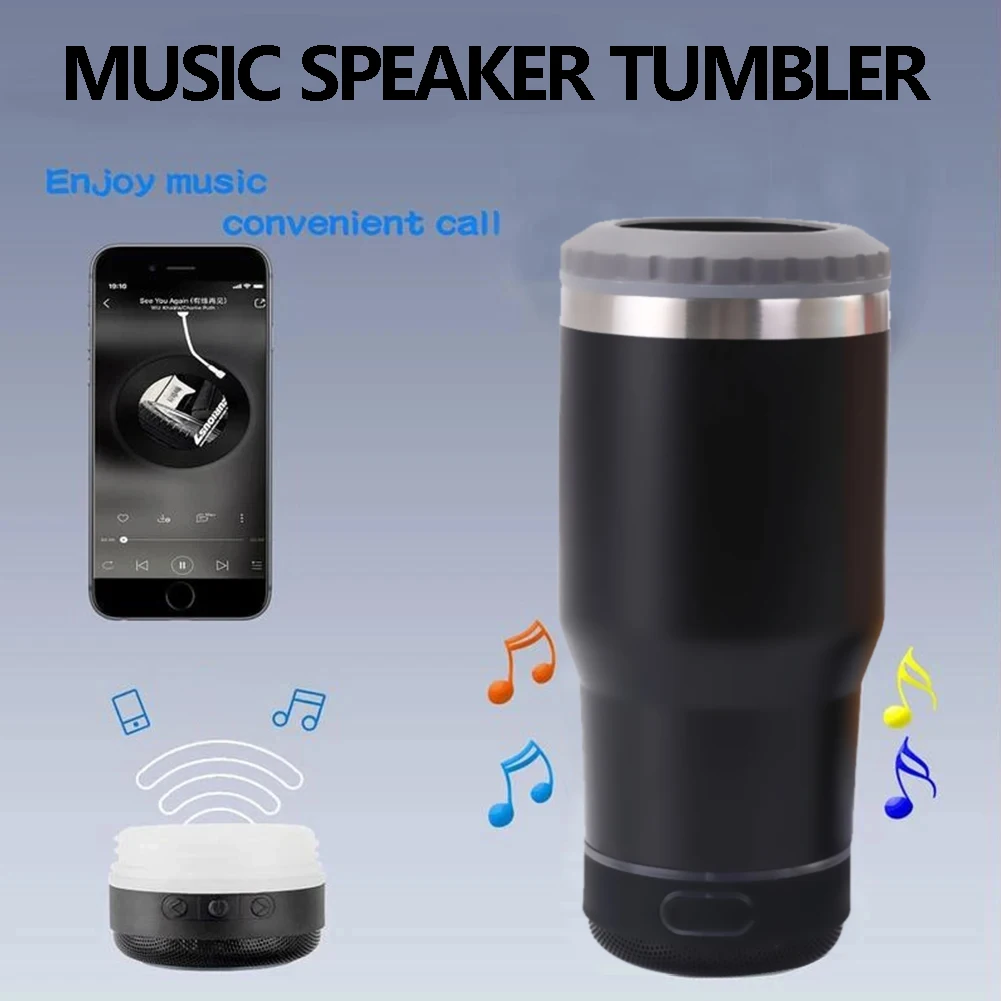 ZIHOTLE 14oz Bluetooth Speaker Stainless Steel Beer Music Cup Portable Waterproof Car Cup Beer Cold Can Loudspeaker Caixa De Som