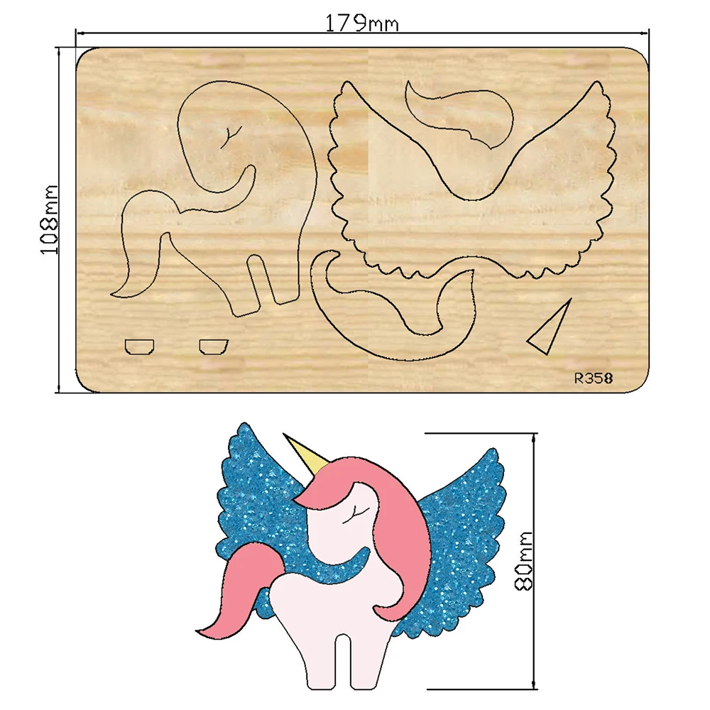 

Деревянные Вырубные штампы в виде единорога, скрапбукинг, Декор для дома, «сделай сам», подходит для рынка, универсальная режущая машина/R358