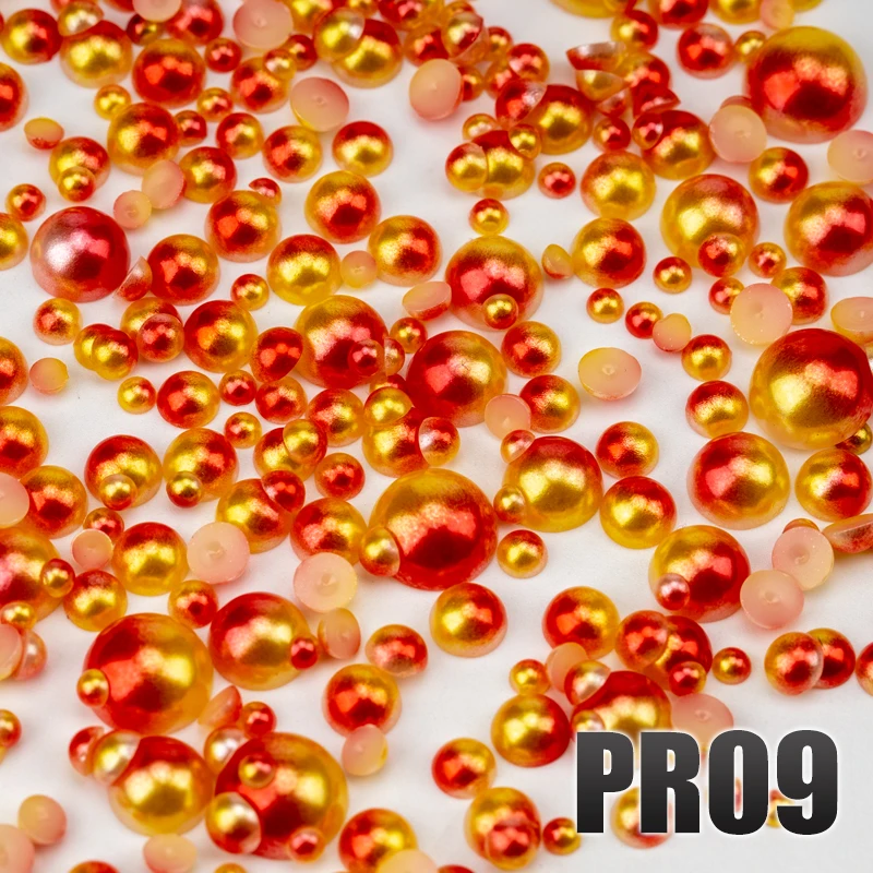 VDD Mix Size 3-10mm Mermaid Color Half Round Pearls ABS Imitation Flatback Beads For DIY Jewelry Craft Nail Art Accessories