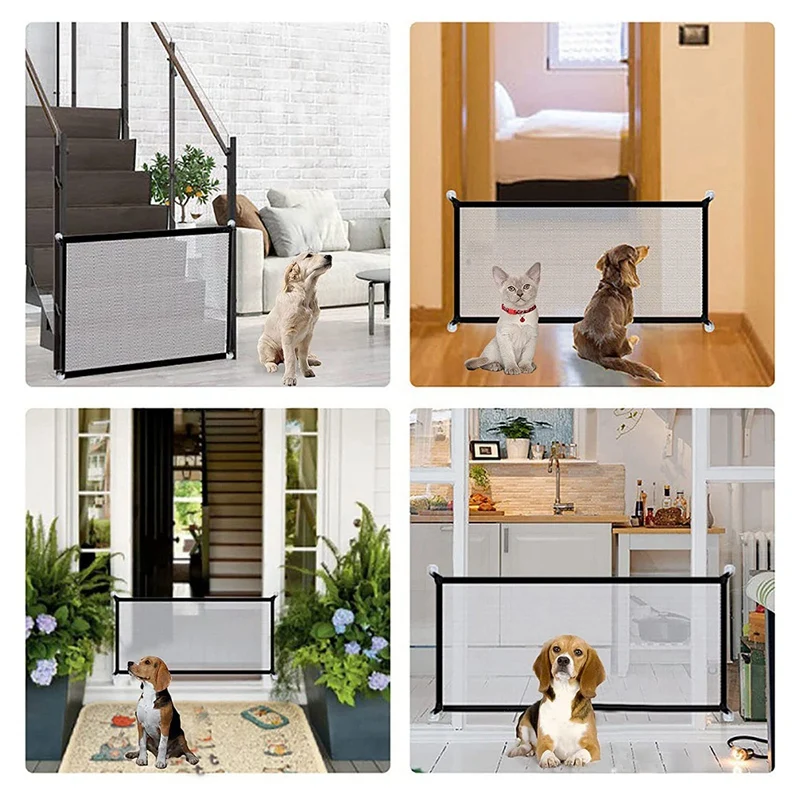 Pet Safety Guard Mesh Dog Gate,Pet Gate Magic Gate For Dogs,Portable Folding Safety Gates Install Anywhere Wide Safety