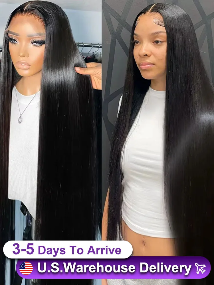 38 Inch 250% Density HD Lace Front Human Hair Wigs Straight 13x4 13x6 Transparent Lace Frontal Human Hair Wigs Pre Plucked