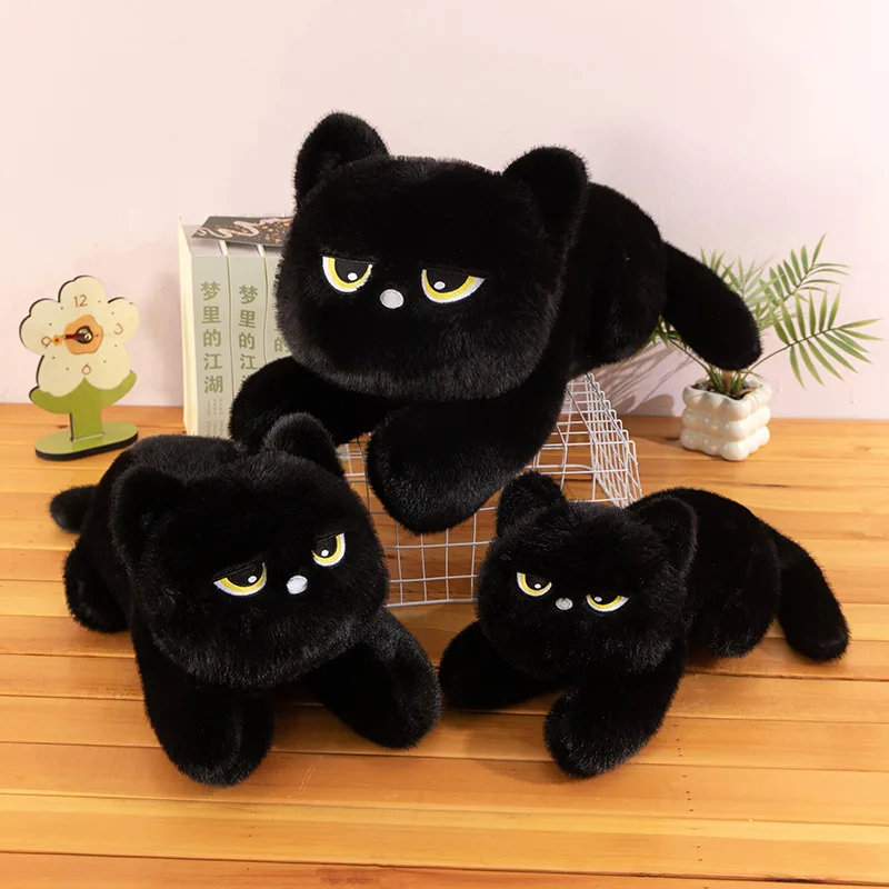 

Cute Poseable Black Cat Pillow Doll Toy - Perfect Holiday Gift for Adults Kids, Soft Plush