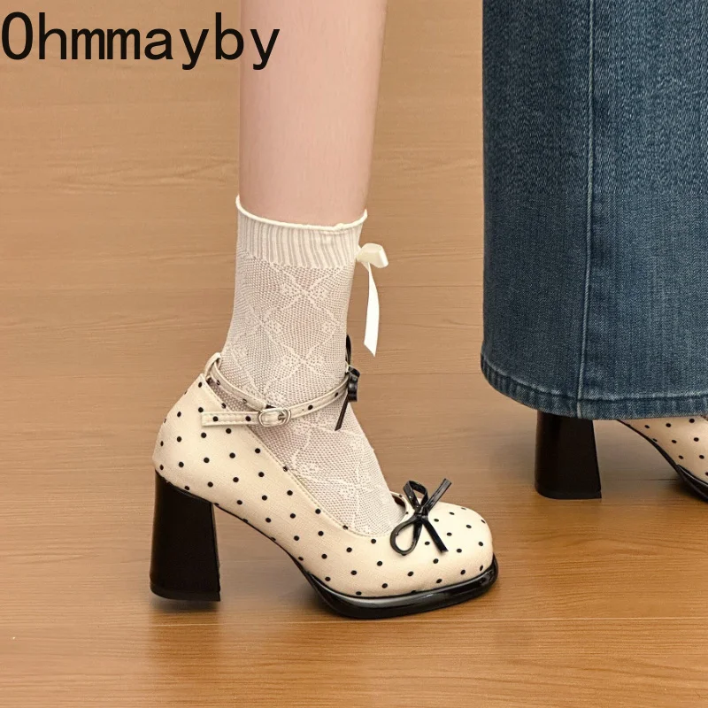 Platform Thick Heel Women Mary Jane Shoes Concise Ankle Strap Shoes 2026 Spring Women's Elegant Party Dress Leather Pumps view 3