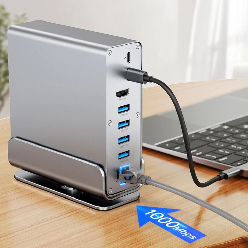KEBIDUMEI 15 w 1 USB C HUB 4K60Hz Stacja dokująca Type C z USB 3.0, Wyświetlacz HDTV, PD 100W, RJ45, SD/TF, Audio 3.5 dla Mac Pro — zdjęcie produktu 4