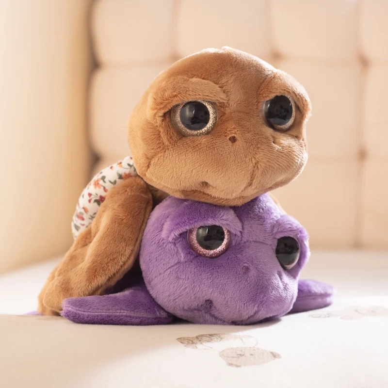 25cm Realistic Sea Turtle Plush Toy Big Eyes Floral Shell Soft Stuffed Animal Doll Kids Sleep Companion Birthday Gift Boys Girls