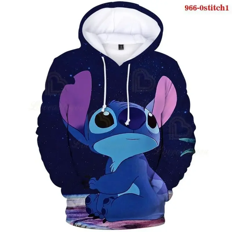 Sweats à capuche 3D Anime Cartoon Cosplay pour hommes et femmes, pull Dis Stitch, sweat-shirt Harajuku, streetwear adulte