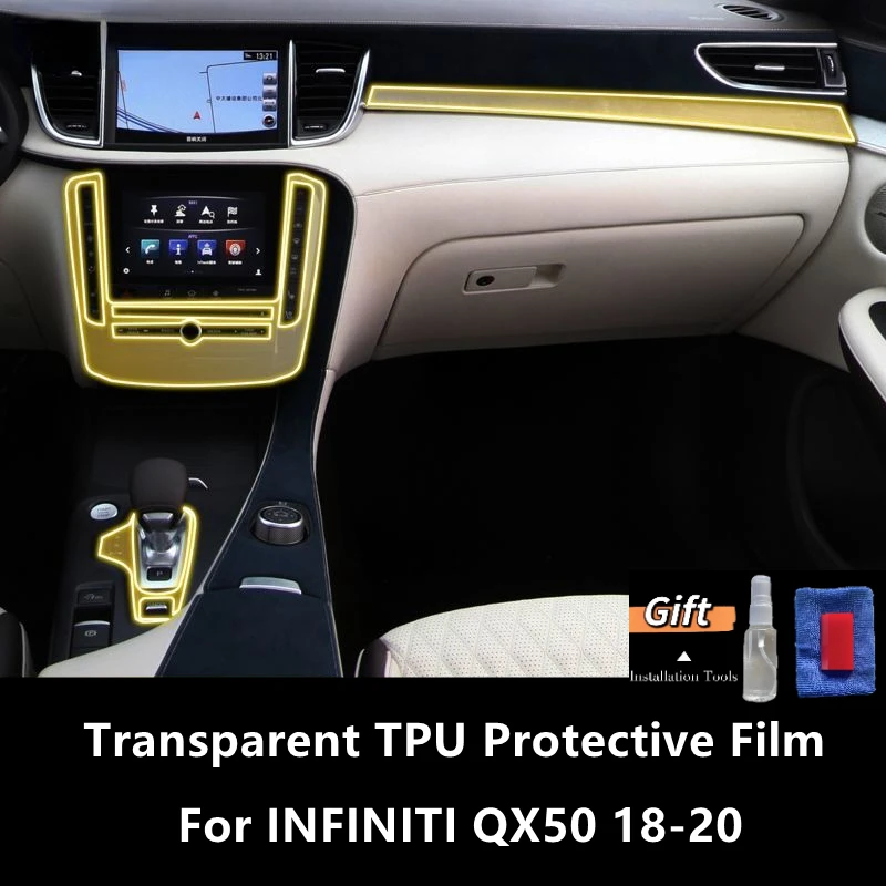 

For INFINITI QX50 18-20 Car Interior Center Console Transparent TPU Protective Film Anti-scratch Repair Film Accessories Refit