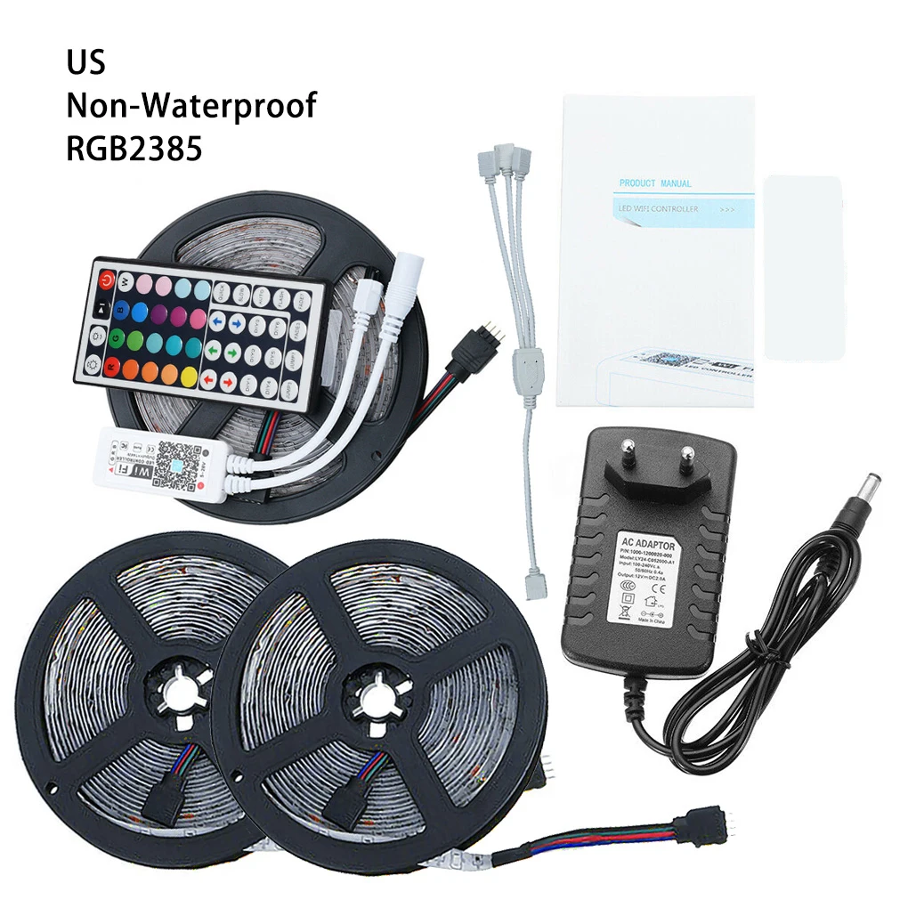 

Remote Control RGB Light Strip Home Decorative LED Lamp Ribbon, 5050, 300RGB, 15m, IP20, EU Plug