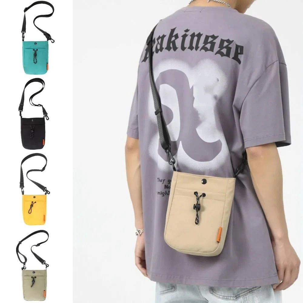 

Fashion Casual Crossbody Phone Pouch Multifunctional Korean Style Nylon Shoulder Bag Handheld Solid Color Men Square Bag Outdoor