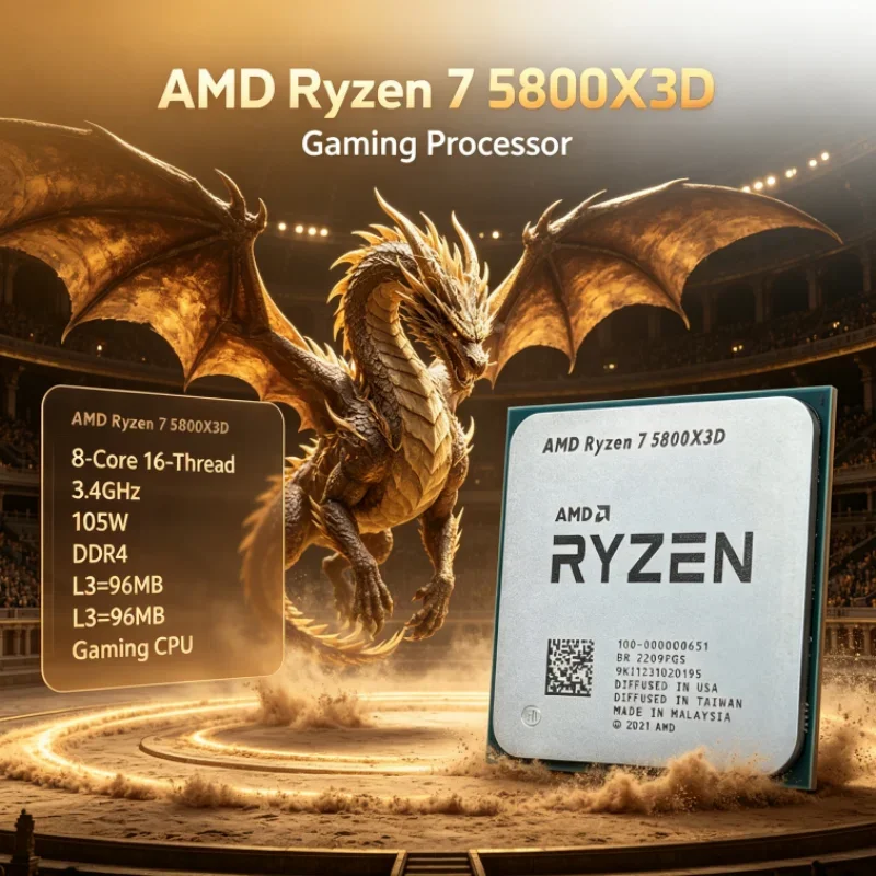 AMD R7 5800X3D 96 MB Ryzen 7 Gaming Processor 8-Core 16-Thread 3.4 GHz DDR4 CPU Processor 105W 7nm