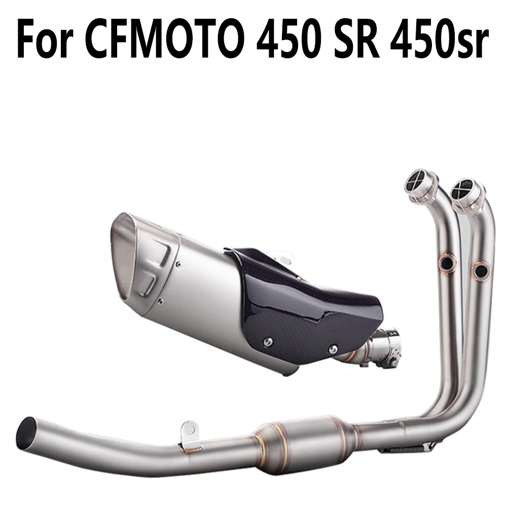 Motorcycle Line Stainless Steel Front Link Pipe Connect Muffler with carbon Cover Full Exhaust System for CFMOTO 450 SR 450sr
