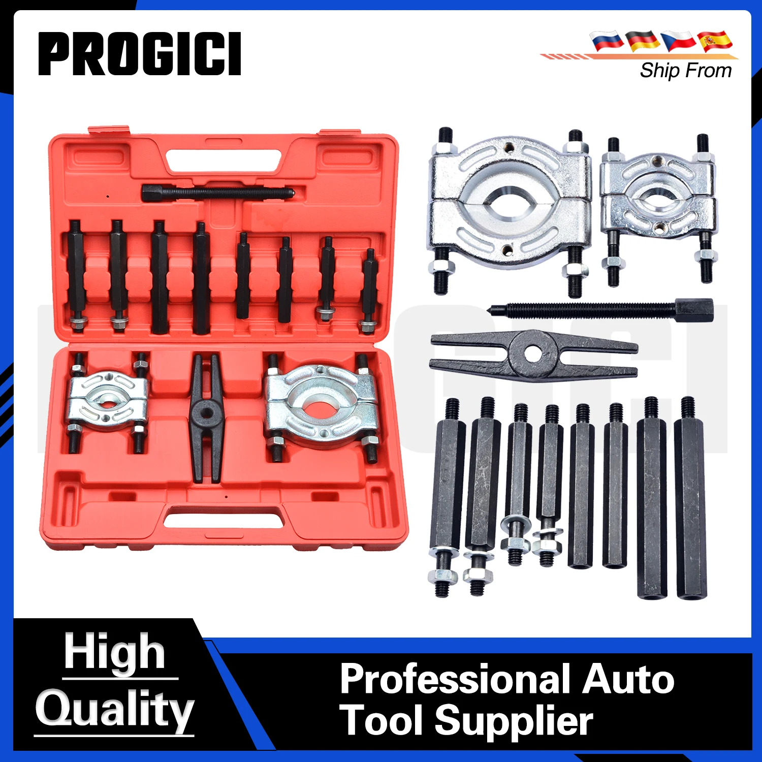 Kit di attrezzi PROGICI da 12 pezzi per smontaggio cuscinetti e estrazione ingranaggi con scatola, separatore volano, strumento combinato per rimozione cuscinetti meccanici