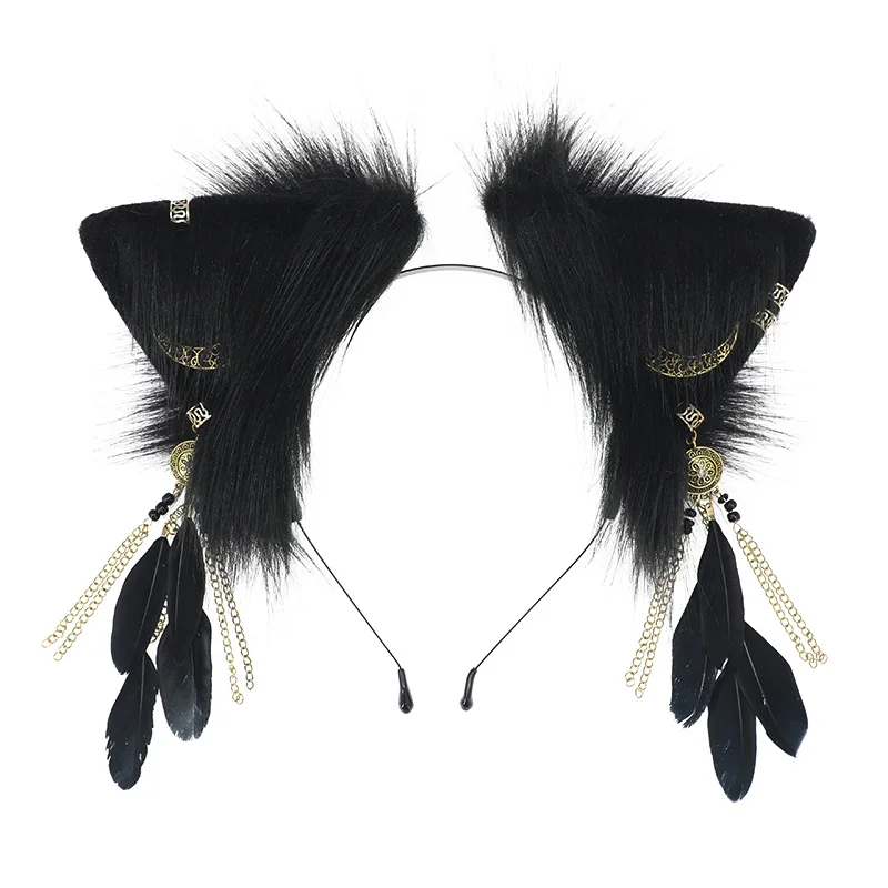 Handmade Plush Faux Fur Fox Ear Headband Subculture Dress up Animal Wolf Hairband Halloween Cosplay Cool Party Props 6