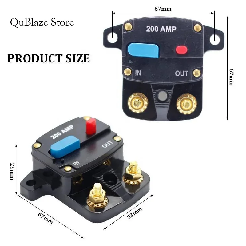 50-300 Amp Automatic Circuit Breaker Fuse Holder Switch Car Audio Reset For Over Current Protect