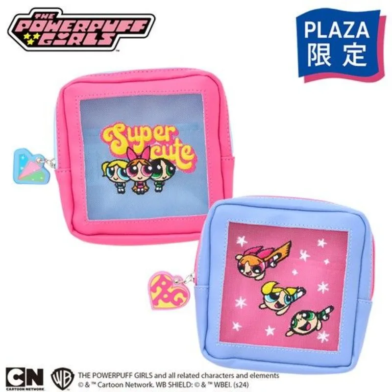 Kawaii Powerpuff Girls anime peripheral cartoon cute mesh sundry storage bag embroidered mini coin lipstick coin purse gift