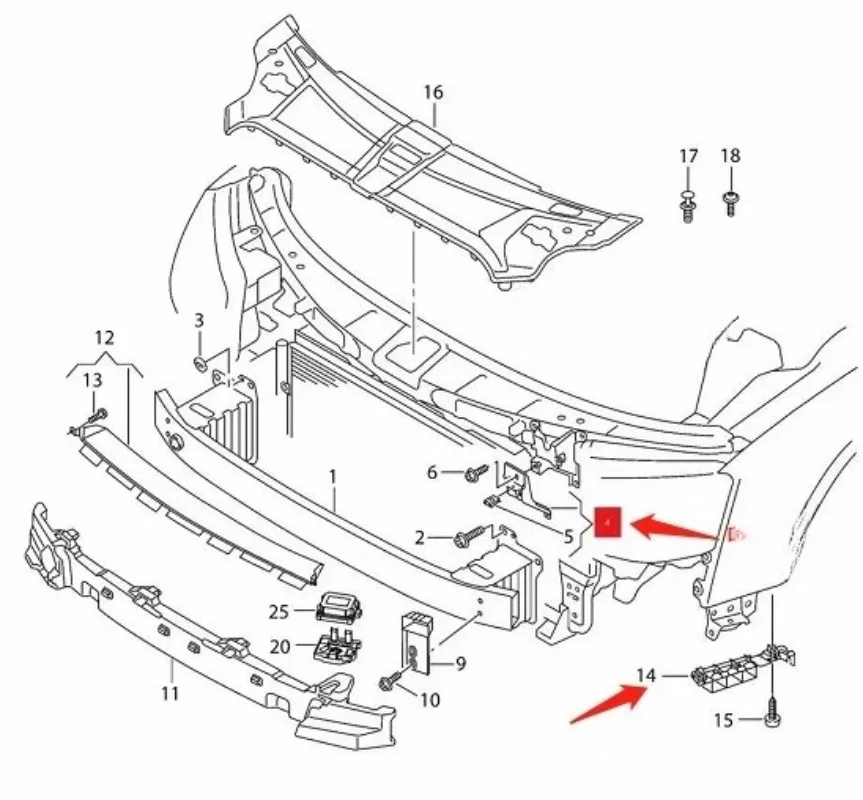 المصد الأمامي قوس كليب المبرد الإطار دعم تحطم شعاع التعزيز لأودي A8 D4 PA