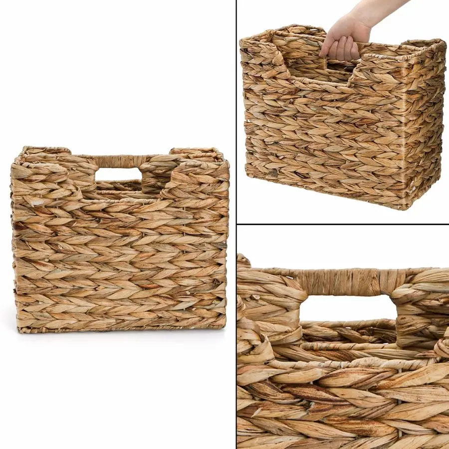 Panier à magazines tissé à la main, porte-jaucin d'eau étroit naturel, panier en osier pour magazines, organisateur pour fichiers, décoratif divisé M