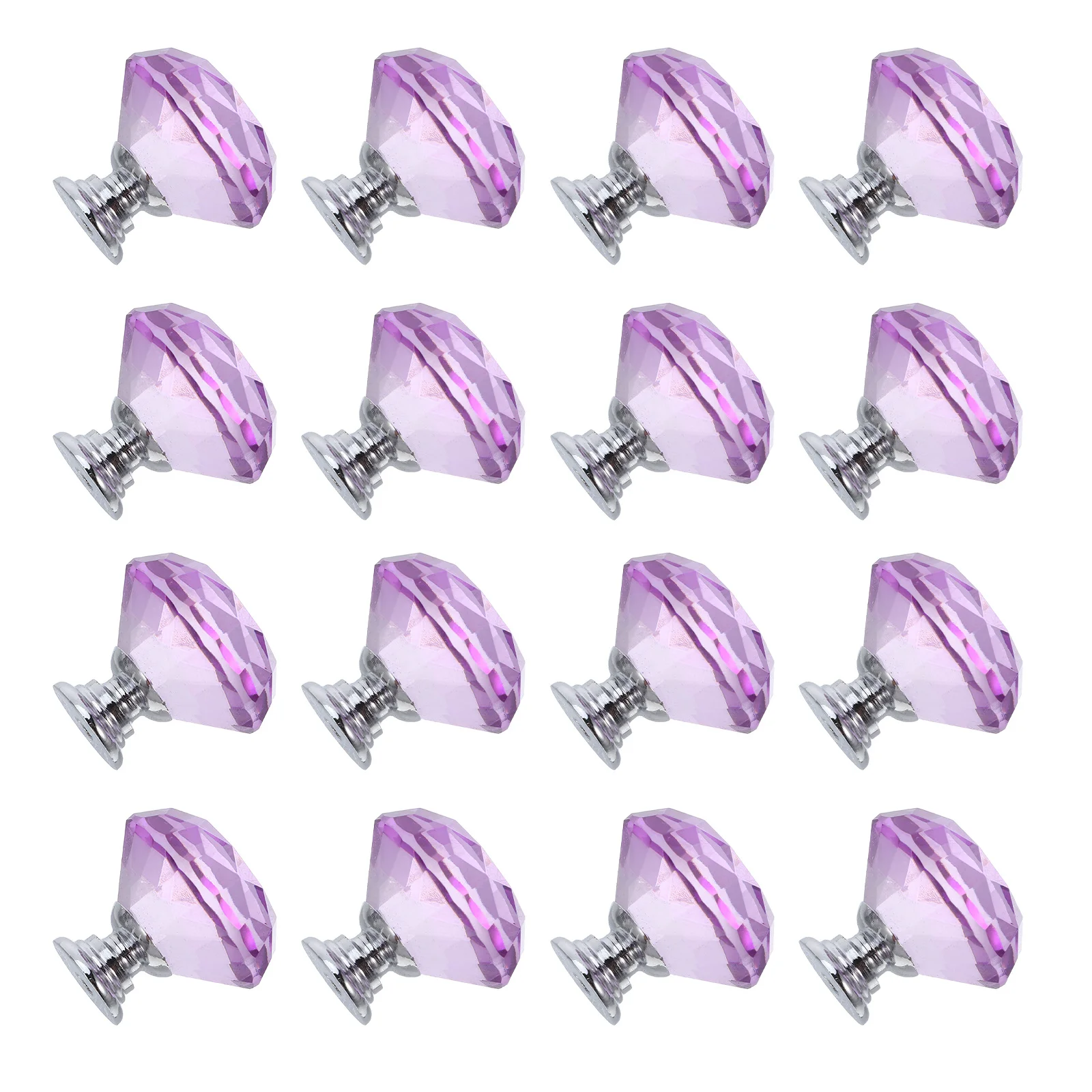 

16Pcs Purple Crystal Glass Cabinet Knobs Elegant Clear Crystal Drawer Pulls Handles for Wardrobe Dresser Kitchen Door Hardware