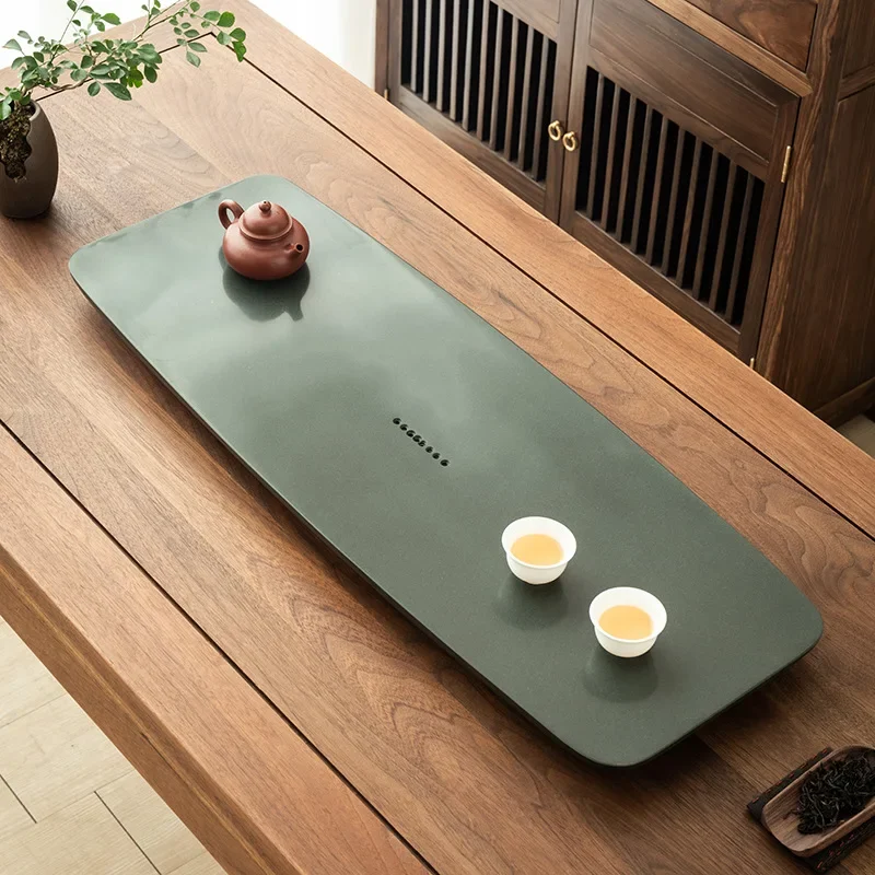 

Simple Natural Turquoise Stone Tea Tray Chinese-Style Home Solid Stone Drainage Tea Table Durable Includes Drain Pipe Home Gift
