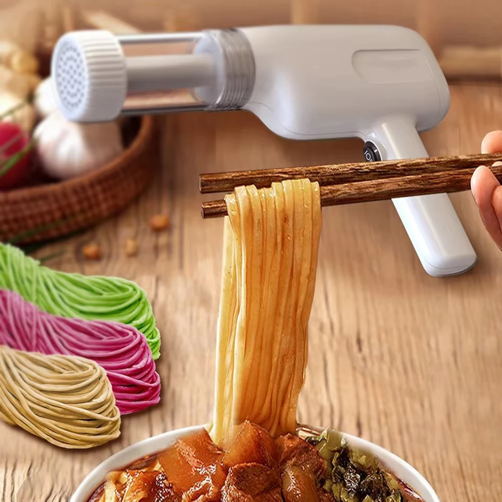 Automatic Electric Charging Wireless Hand Operated Pasta Maker Cutter Manual Spaghetti Noodles Dough Pressing Machine 6 Molds