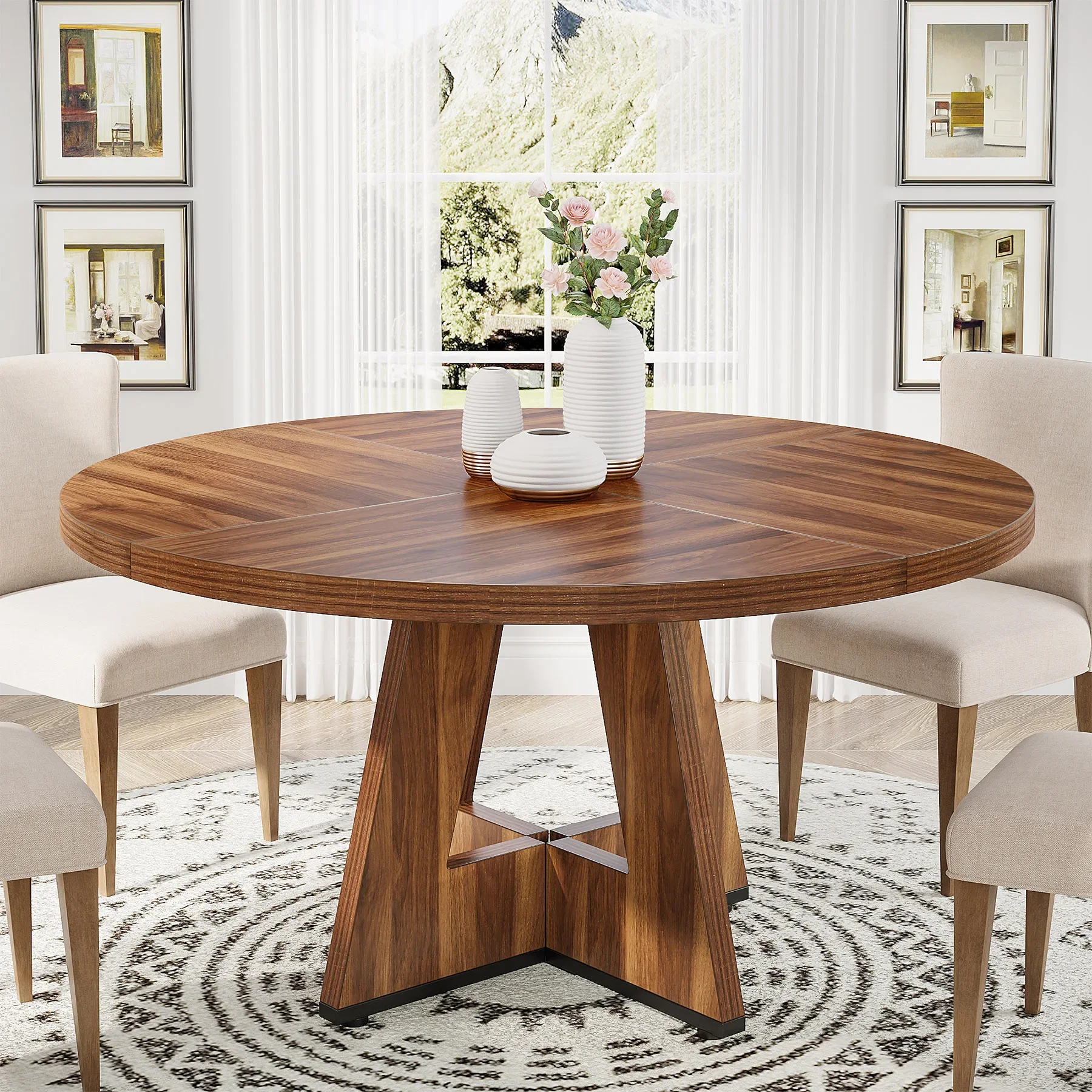 Dinning Room Furniture Decorations Table Kitchen Big Round Dinner Table