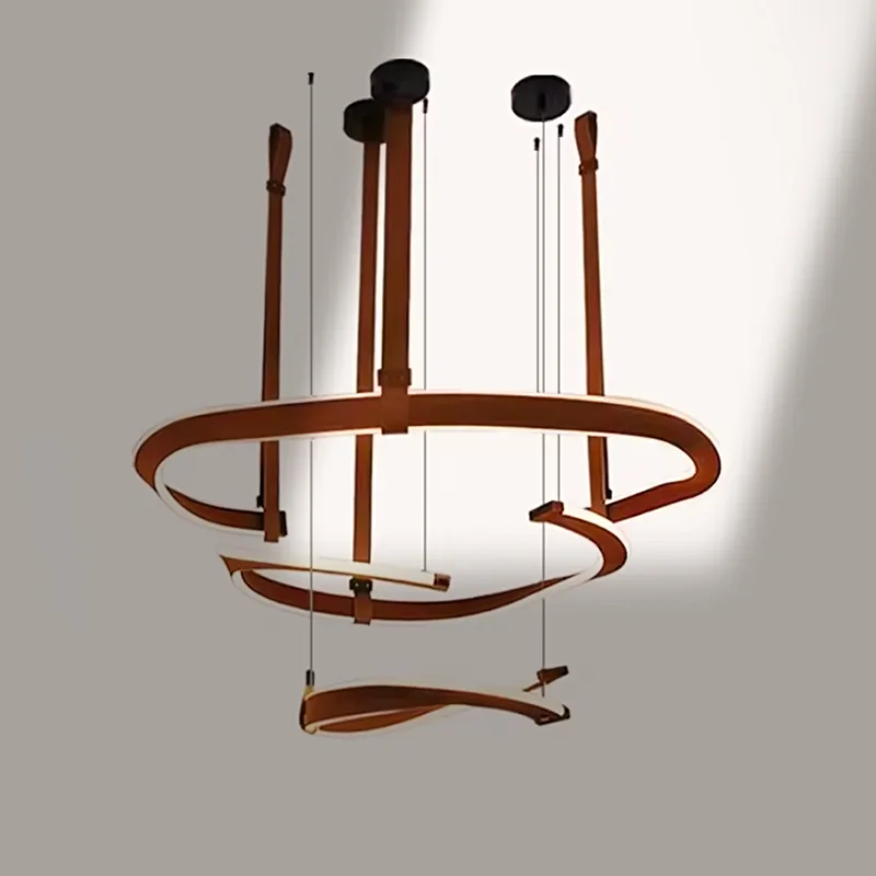 

Italian living room pendant light postmodern high-end design dining room bedroom Leather pendant light