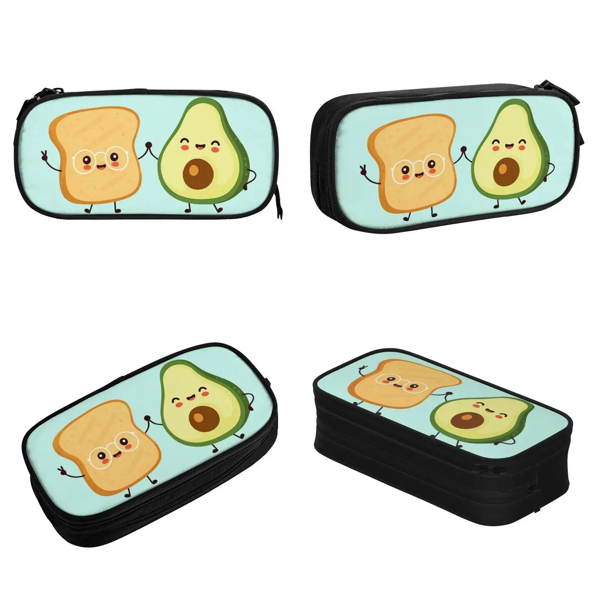 Avocado Toast Pencil Case Guacamole Vegan Lover Pencilcases Pen Big Capacity Bag Students School Cosmetic Stationery