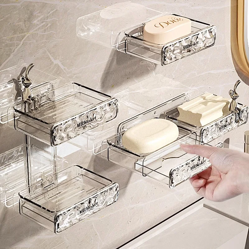 NEW Bathroom Makeup Organizer Shelves No Drilling Shower Towel Rack Kitchen Storage Shelf with Hook Home Bathroom Accessories