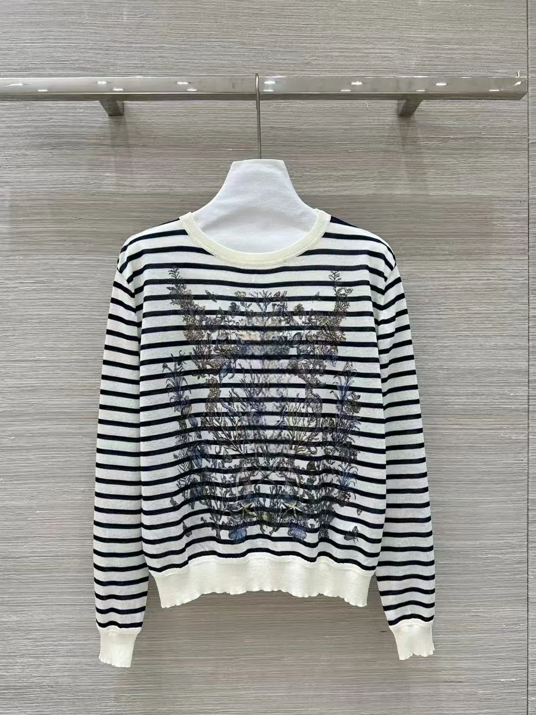 High end customized women's early spring printed linen knitted sweater for 2025