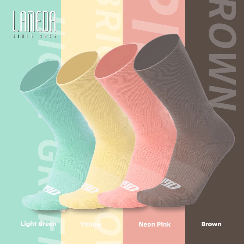 

LAMEDA Cycling Socks Men Women Breathable Reflective Outdoor Sports Running Mid-calf Socks MTB Road Bike Accessories