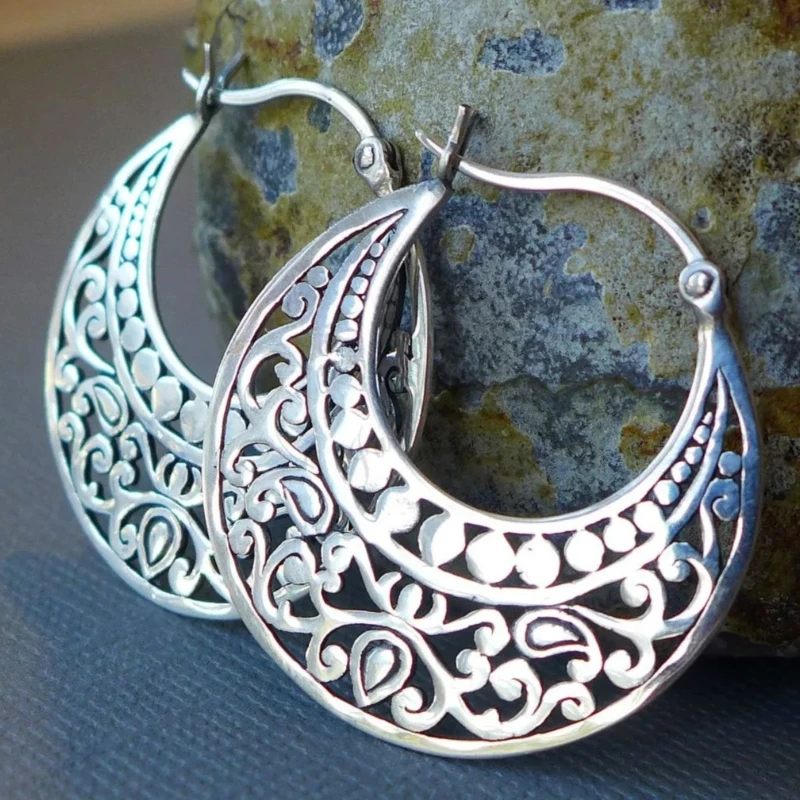 Vintage Exaggerated Women's Dangle Earrings Bohemian Ethnic Style Geometric Shape Copper Earrings Fashion Jewelry