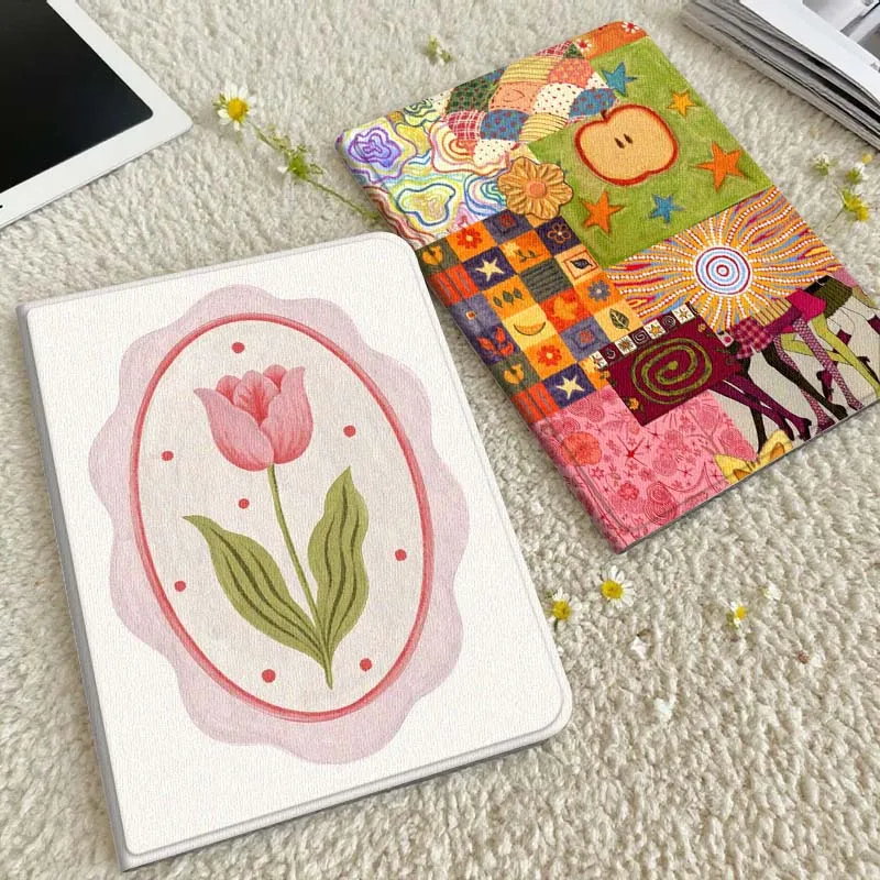 

Cartoon Pink Tulip Plate Gift Tablet Case For Xiaomi Redmi Mini Pad SE K 2 4 5 6 7 8 2023 2025 11 8.8 11.2 10.1 Pro