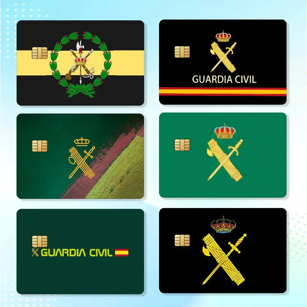 Cool S-Spanish C-Civil G-Guard Matte Card Stickers For Credit Cards Debit Cards And Transit Cards 4Pcs