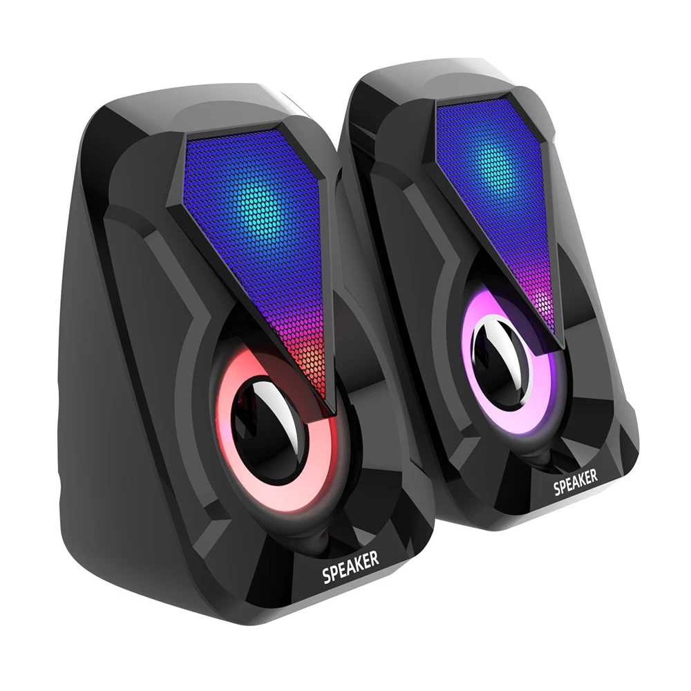 HIFI Subwoofer Stereo Surround Microphone Speaker PC Speaker USB Wired Loudspeakers with RGB Light for Desktop Computers