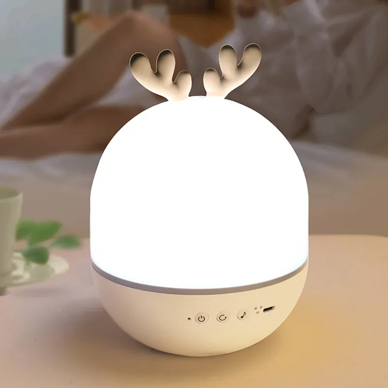 Star 360° Rotating Projector Lamp Rabbit/Deer Night Lights with Music Box Bluetooth Speaker for Baby Kids Bedroom Remote Control