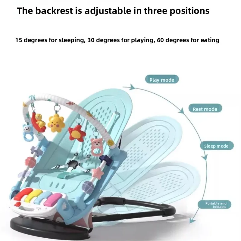 2 in 1 Baby Fitness Stand Foot Pedal Piano Electric Baby Rocking Chair /baby Electric Lounge Chair Toy / Soothing Cradle Gift view 5