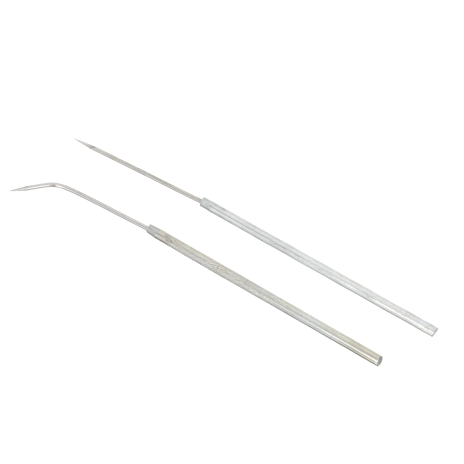 2 Pcs Stainless Steel Shaped Needle Straight and Bending Head Biological Inoculating Metal Tool