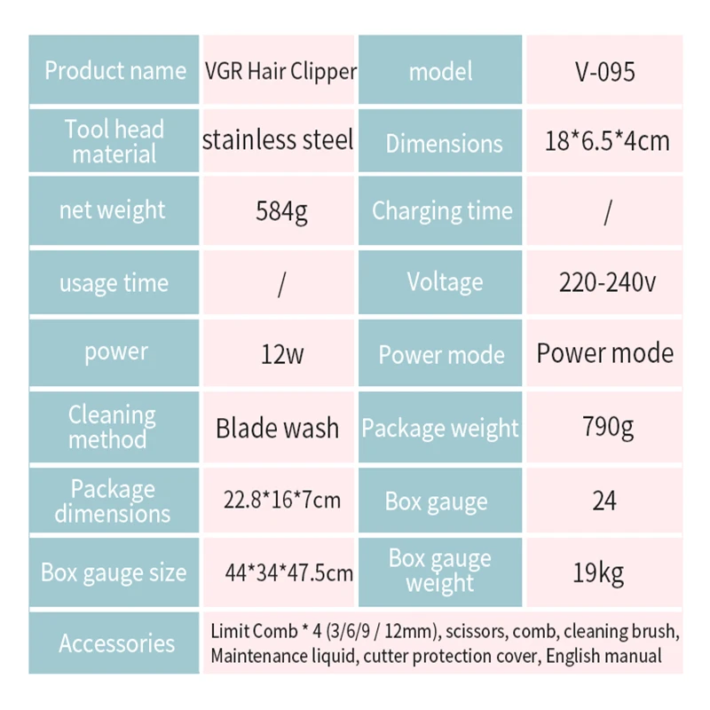 ชุดกรรไกรตัดผมสำหรับผู้ชายชุด vgr 130ที่ตัดขน V-130การดูแลส่วนบุคคลระดับมืออาชีพใช้ปลั๊กอินไล่ระดับสีสูงแบบย้อนยุค