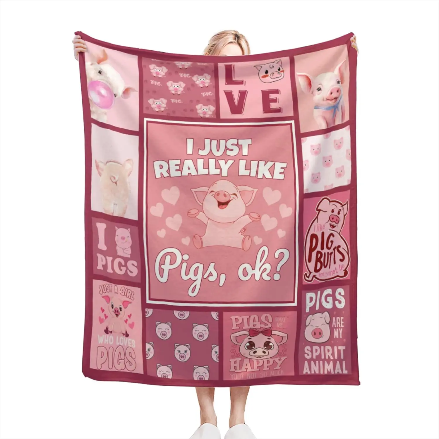 Cute Pig Blanket Girl Boy Throw Blanket Super Soft Comfortable Plush Fleece Pink Blanket Sofa Sofa Bed Girl Gift