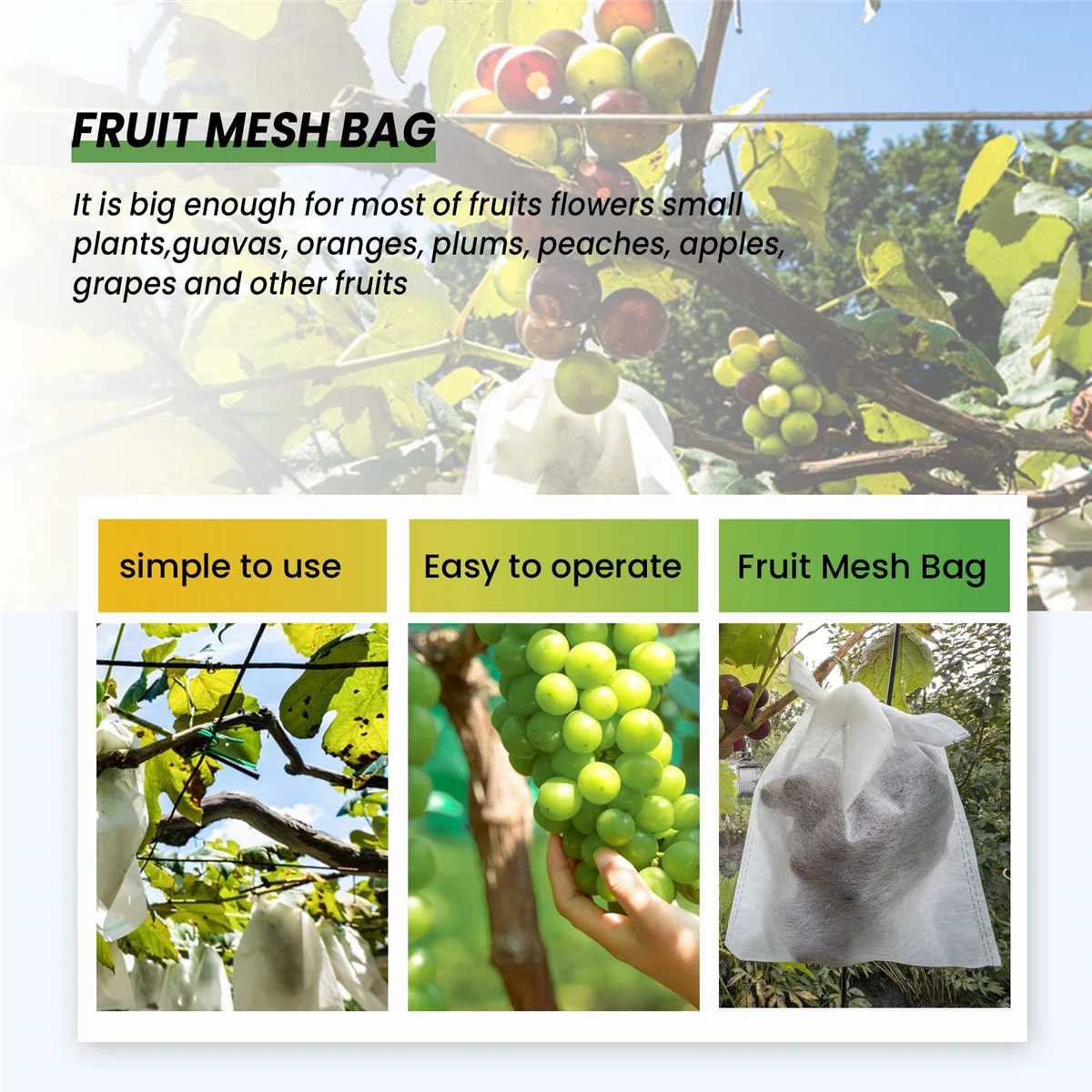【أدوات منزلية!】100 قطعة من غطاء فواكه نباتات الحديقة لحماية كيس شبكي من الحشرات والطيور #1
