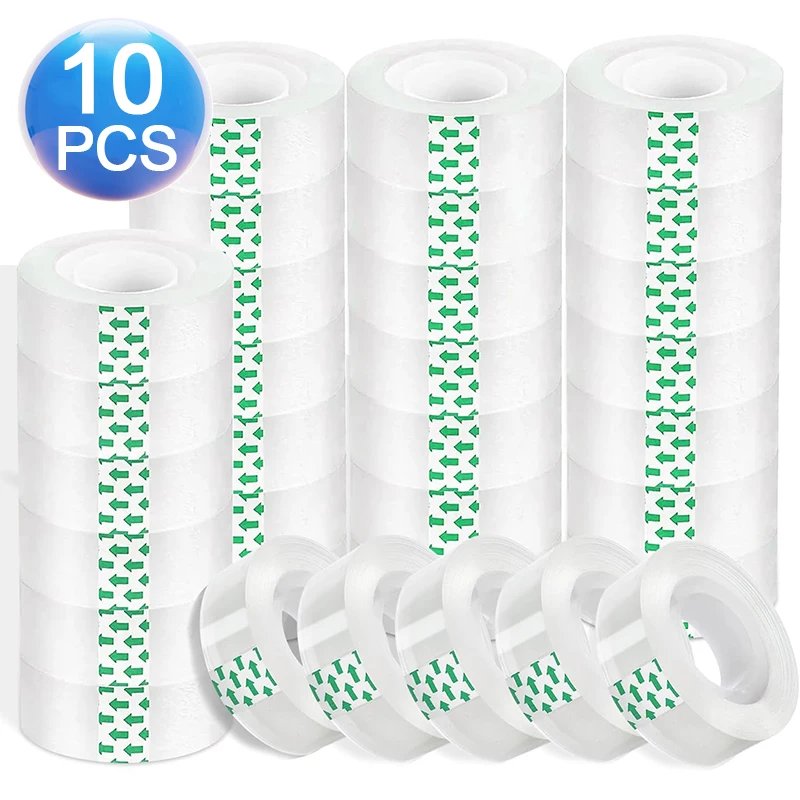 

1/10 Rolls Transparent Tape Refills Non-marking Repair Tape DIY Packaging Tool School Office Home Packaging Clipping Clear Tapes
