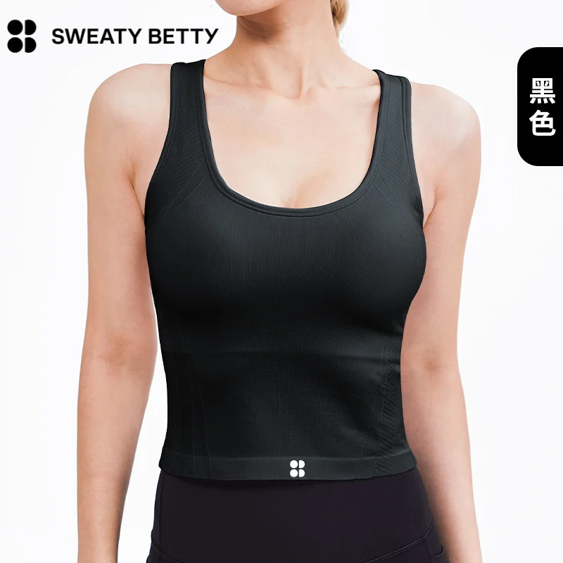 

Sweaty Betty Summer Long Women's Tank Top with Yoga, Fitness, Breathable, Beautiful Back, High Elasticity, Collar, and Chest Mat