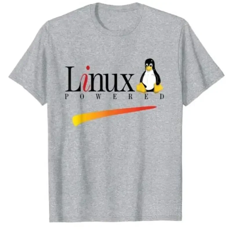 Linux Powered T Shirt Funny Tux Penguin Tagline And Logo Open Source Os